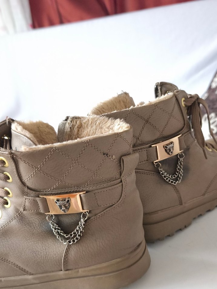 Bej Deri Kadın Dolgu Topuklu Bot - Görsel 4