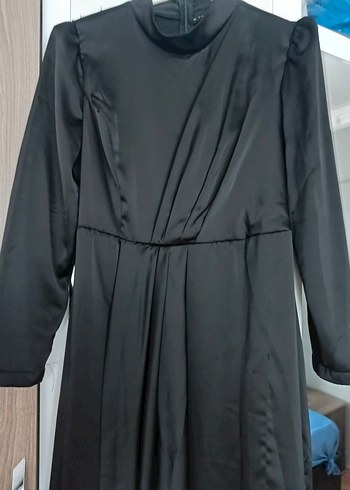 Uzun Siyah Drapeli Kadın Elbise - Görsel 2