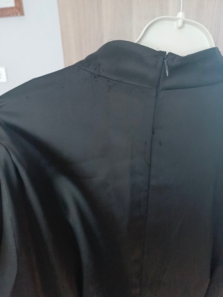 Uzun Siyah Drapeli Kadın Elbise - Görsel 4