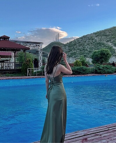s Beden yeşil Renk Lafaba Yeşil Elbise
