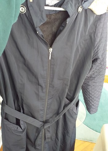 Kadın Lacivert Uzun Kemerli yagmurluk - Görsel 5