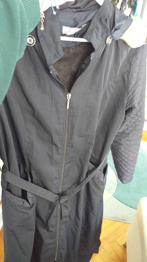 Kadın Lacivert Uzun Kemerli yagmurluk - Görsel 5