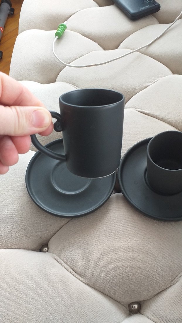 Mat Siyah Seramik Fincan ve Tabak Seti - Görsel 5