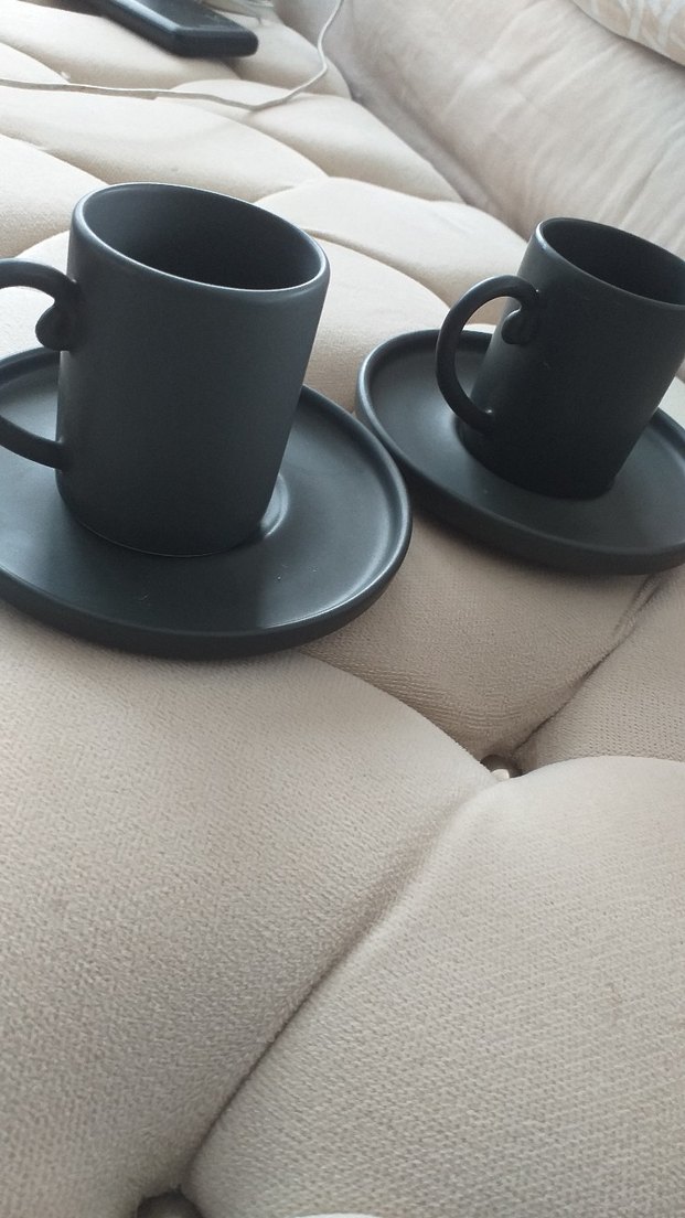Mat Siyah Seramik Fincan ve Tabağı Seti - Görsel 3