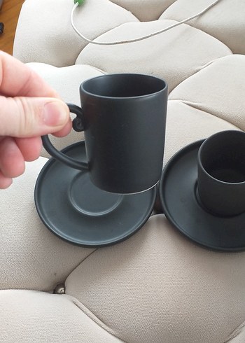 Siyah Mat İki Parça Kahve Fincanı ve Tabağı - Görsel 2