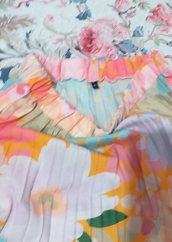 Piliseli Pastel Renkli Uzun Etek - Görsel 2