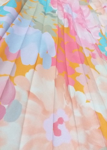 Piliseli Pastel Renkli Uzun Etek - Görsel 4