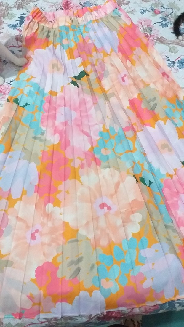 Piliseli Pastel Renkli Uzun Etek - Görsel 3