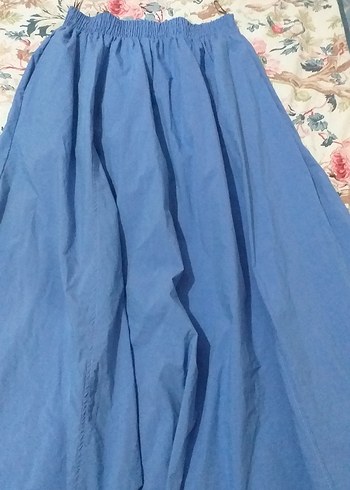 Bohem Tarz Mavi Uzun Keten Etek - Görsel 2