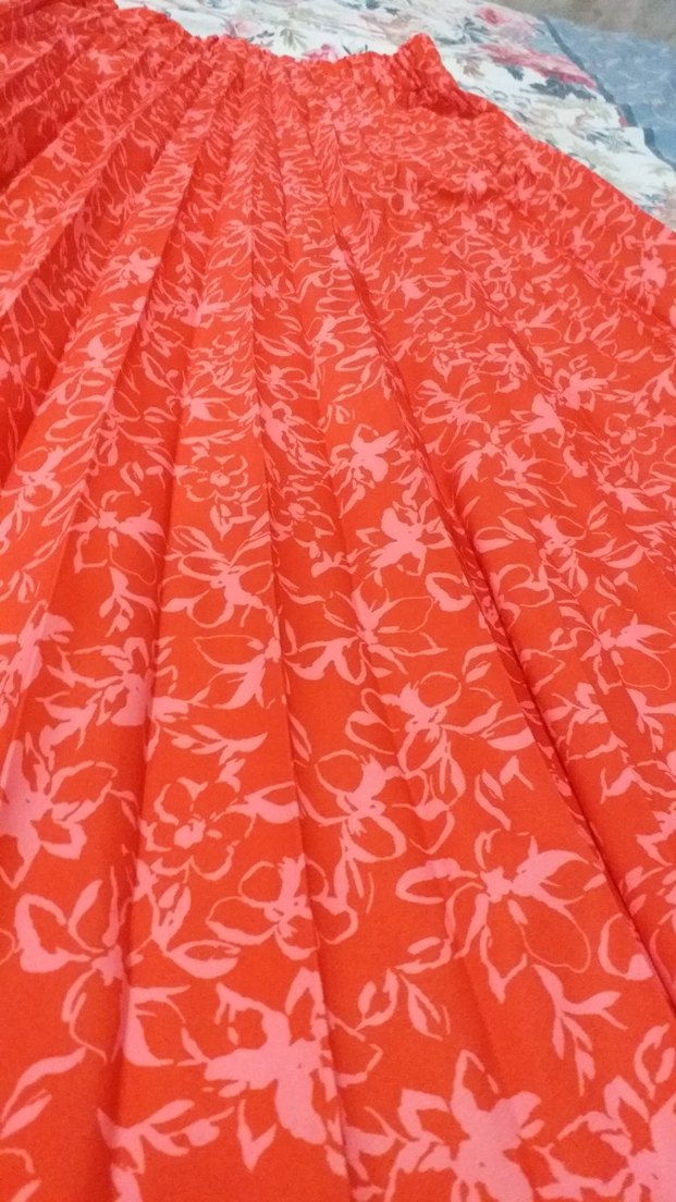 Kadın Kırmızı Piliseli Uzun Etek - Görsel 2