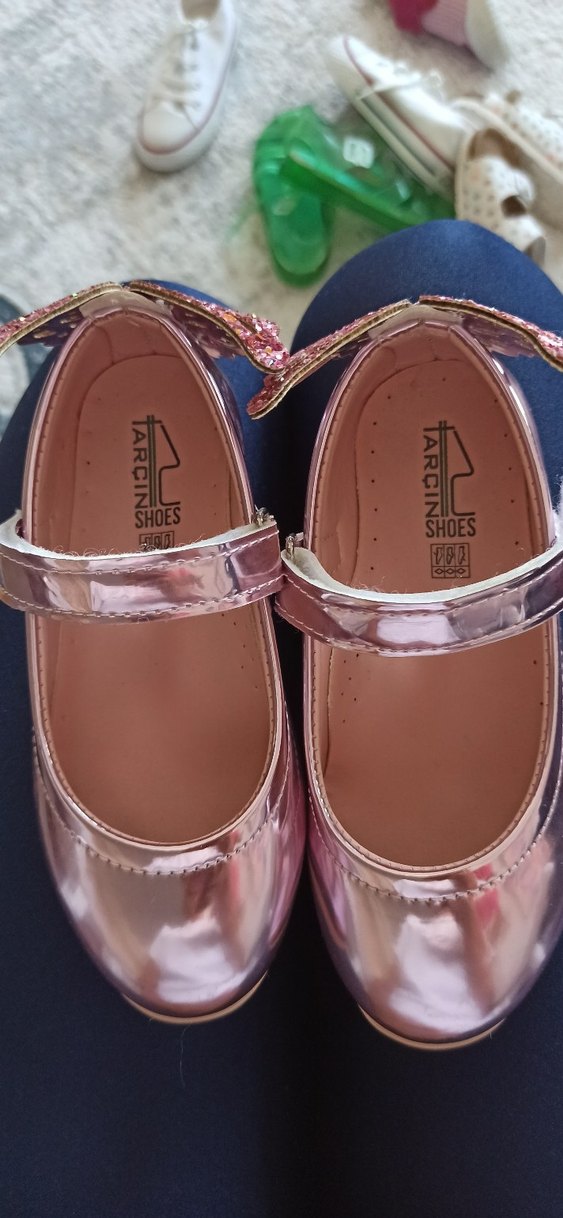 Kız Çocuk Parlak Pembe Tokalı Babet - Görsel 4