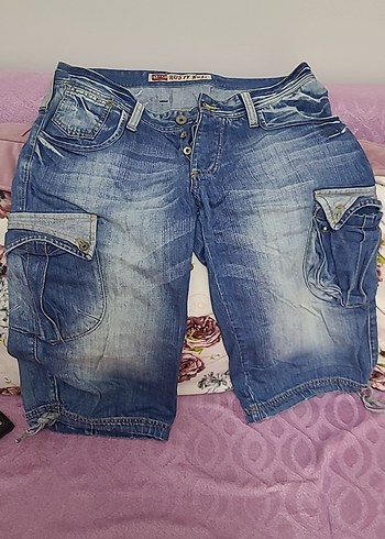 erkek Mavi Bağcıklı Bol Kesim Denim Şort
