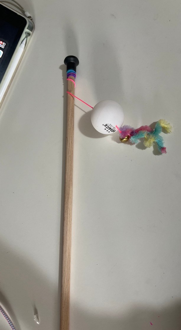 Renkli Tüylü Beyaz Kedi Oltası Oyuncağı - Görsel 2