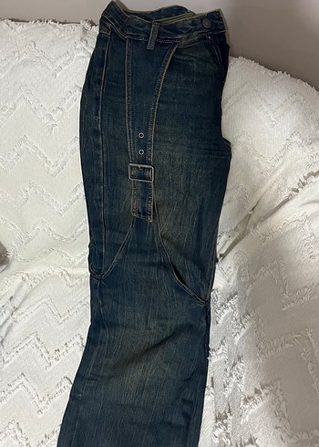 Stradivarius Tokalı Eskitme Wide Leg Jean - Görsel 2