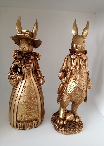 Parlak Altın Tavşan Figürleri Seti - Görsel 2