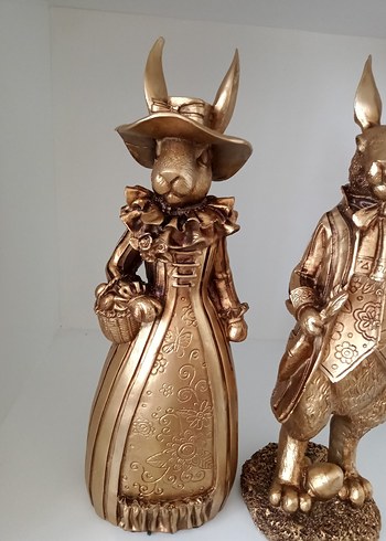 Parlak Altın Tavşan Figürleri Seti - Görsel 6