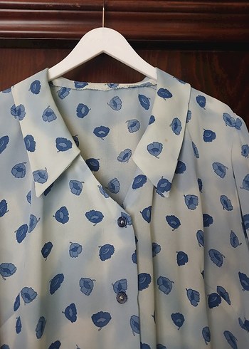 buyuk beden Mavi Desenli Uzun Kollu Gömlek - Görsel 10