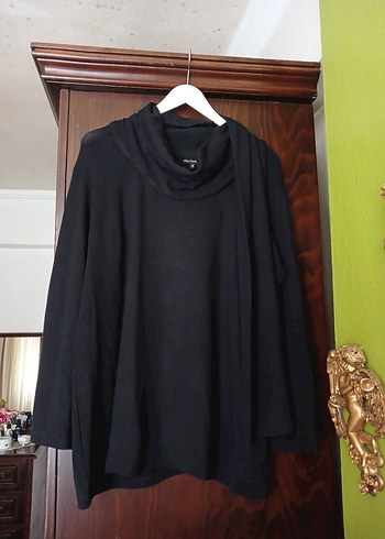 Siyah buyuk beden triko kazak - Görsel 2