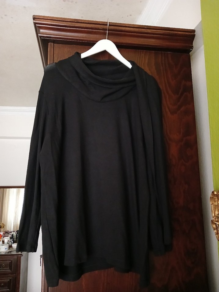 Siyah buyuk beden triko kazak - Görsel 5