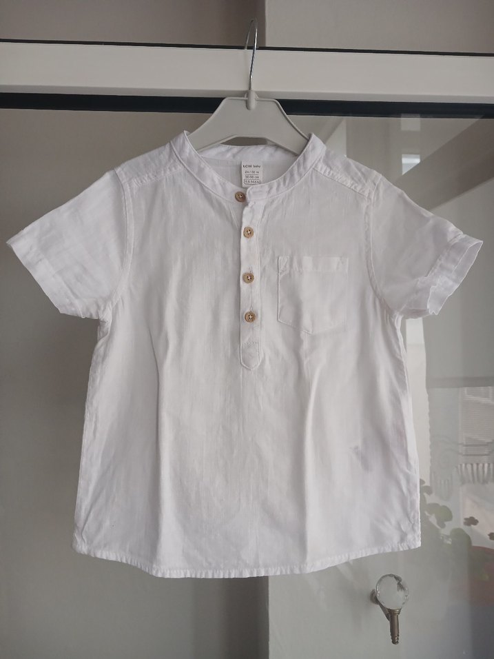 Erkek Çocuk Beyaz Kısa Kollu Gömlek - Görsel 2