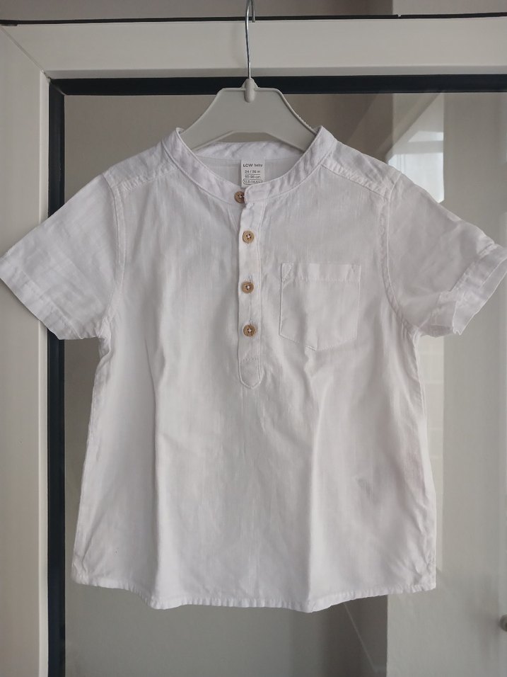 Erkek Çocuk Beyaz Kısa Kollu Gömlek - Görsel 3