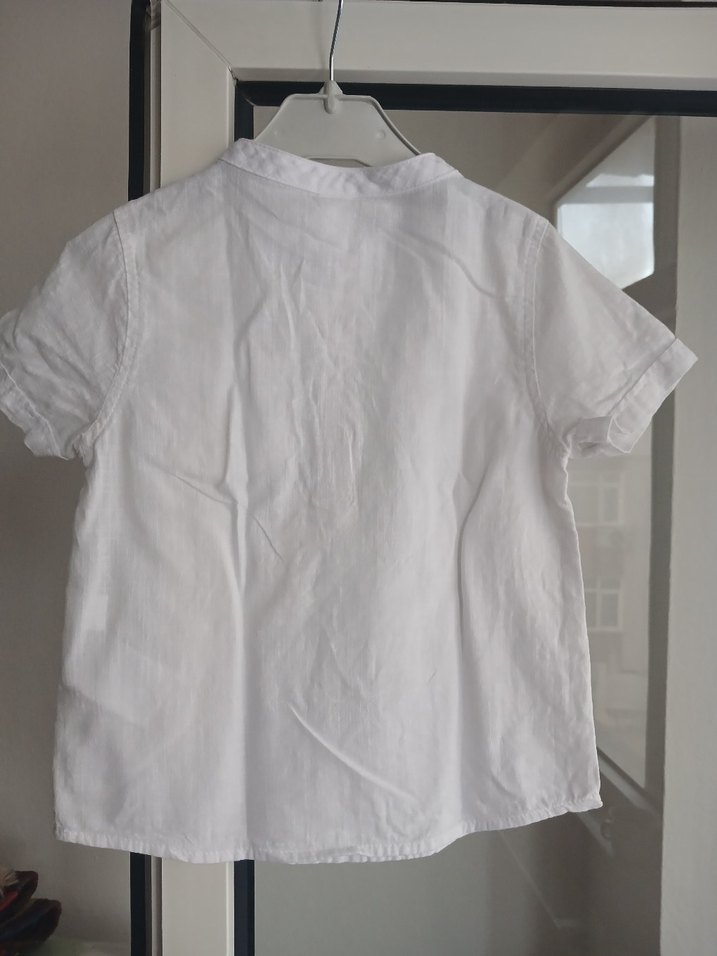 Erkek Çocuk Beyaz Kısa Kollu Gömlek - Görsel 5