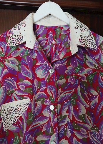 Renkli buyuk beden  Düğmeli Kadın Gömlek - Görsel 4