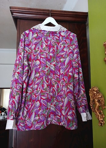 Renkli buyuk beden  Düğmeli Kadın Gömlek - Görsel 6