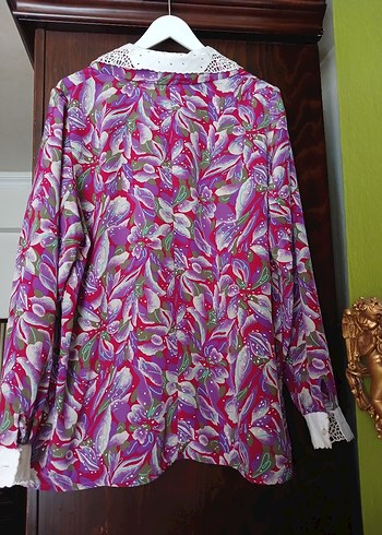 Renkli buyuk beden  Düğmeli Kadın Gömlek - Görsel 5