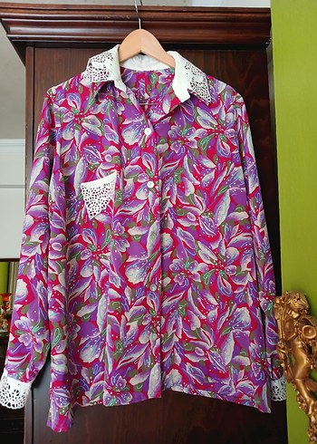 Renkli buyuk beden  Düğmeli Kadın Gömlek - Görsel 2