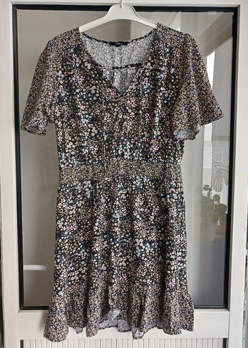 V Yaka Mini Renkli Elbise - Görsel 6