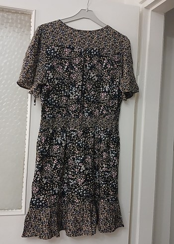 V Yaka Mini Renkli Elbise - Görsel 8