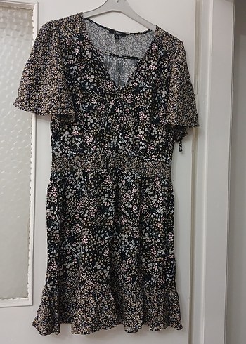 V Yaka Mini Renkli Elbise - Görsel 7