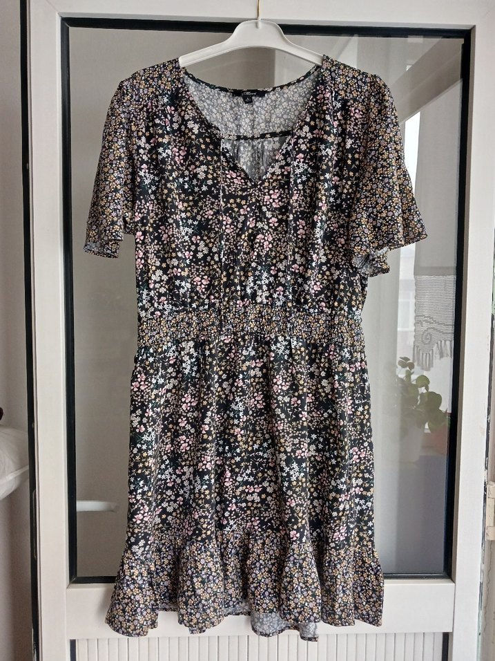 V Yaka Mini Renkli Elbise - Görsel 5