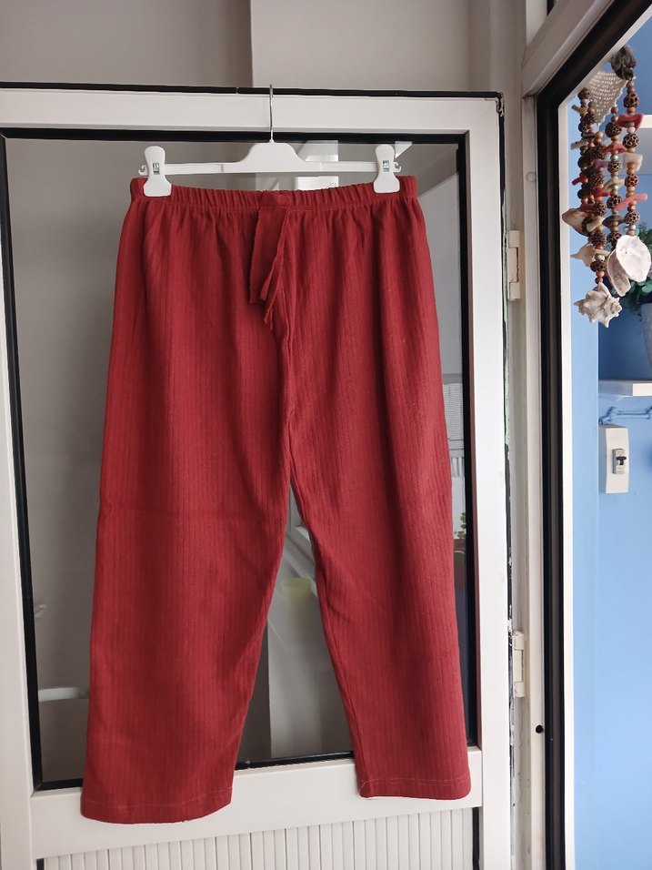 buyuk beden kiremit rengi Kadın pijama alti - Görsel 4