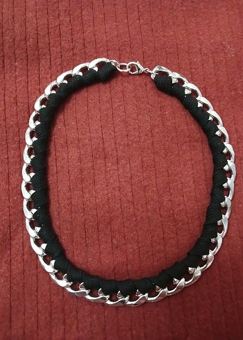 celik Zincir Detaylı Siyah Gotik Kolye - Görsel 3