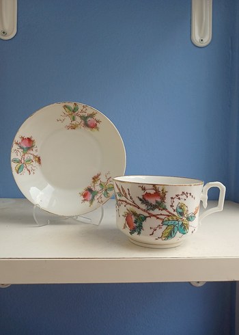 English Home avrupa antika Desenli Beyaz Porselen Fincan ve Tabak