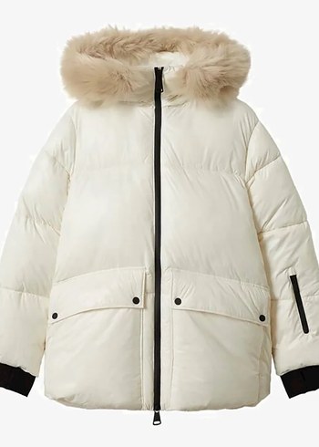 Beyaz Kürklü Kadın Kışlık Mont - Görsel 5