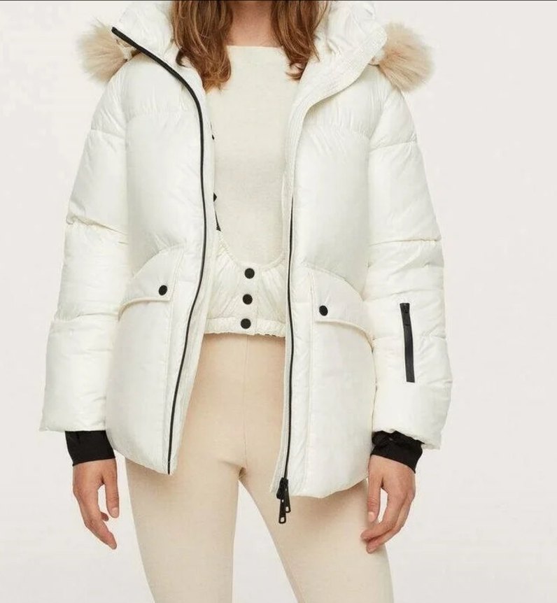 Beyaz Kürklü Kadın Kışlık Mont - Görsel 2