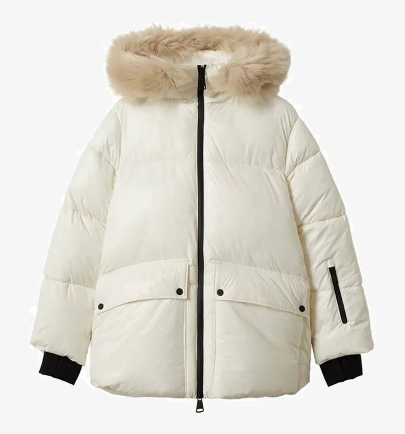 Beyaz Kürklü Kadın Kışlık Mont - Görsel 5