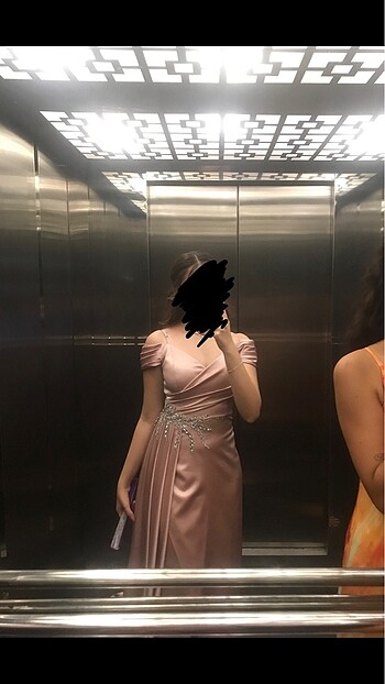 38 Beden Bir kere giyilmiş şık tasarım abiye ( pembe olan )