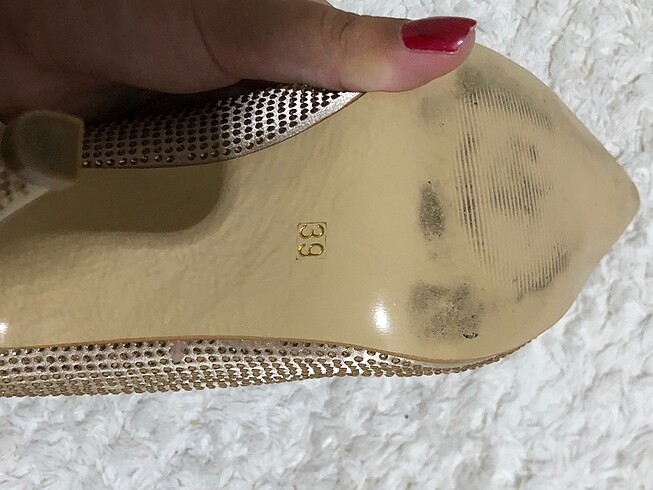 39 Beden stiletto gold 38/39 numara topuklu ayakkabı