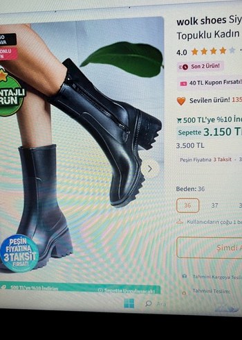 Siyah Kadın Kalın Topuklu Bot - Görsel 2