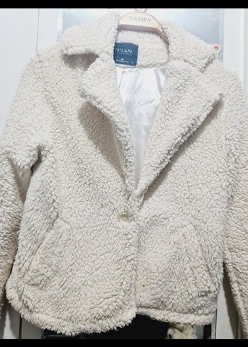 Beyaz Kısa Peluş Kadın Kaban - Görsel 3
