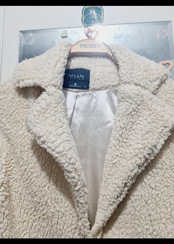 Beyaz Kısa Peluş Kadın Kaban - Görsel 2