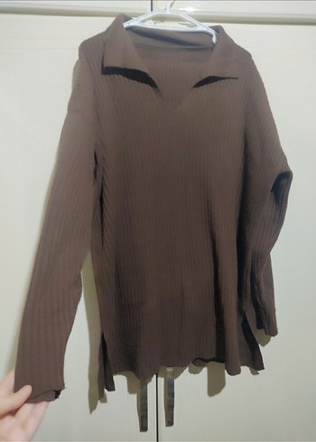 Kahverengi V Yaka Kadın Triko Takım - Görsel 2