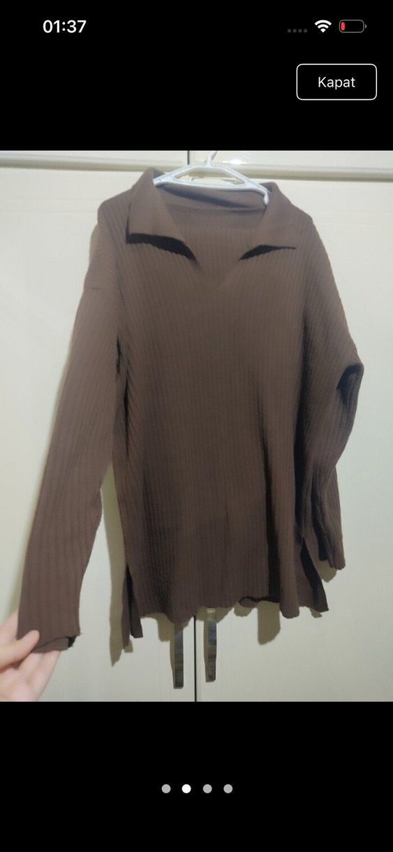 Kahverengi V Yaka Kadın Triko Takım - Görsel 2