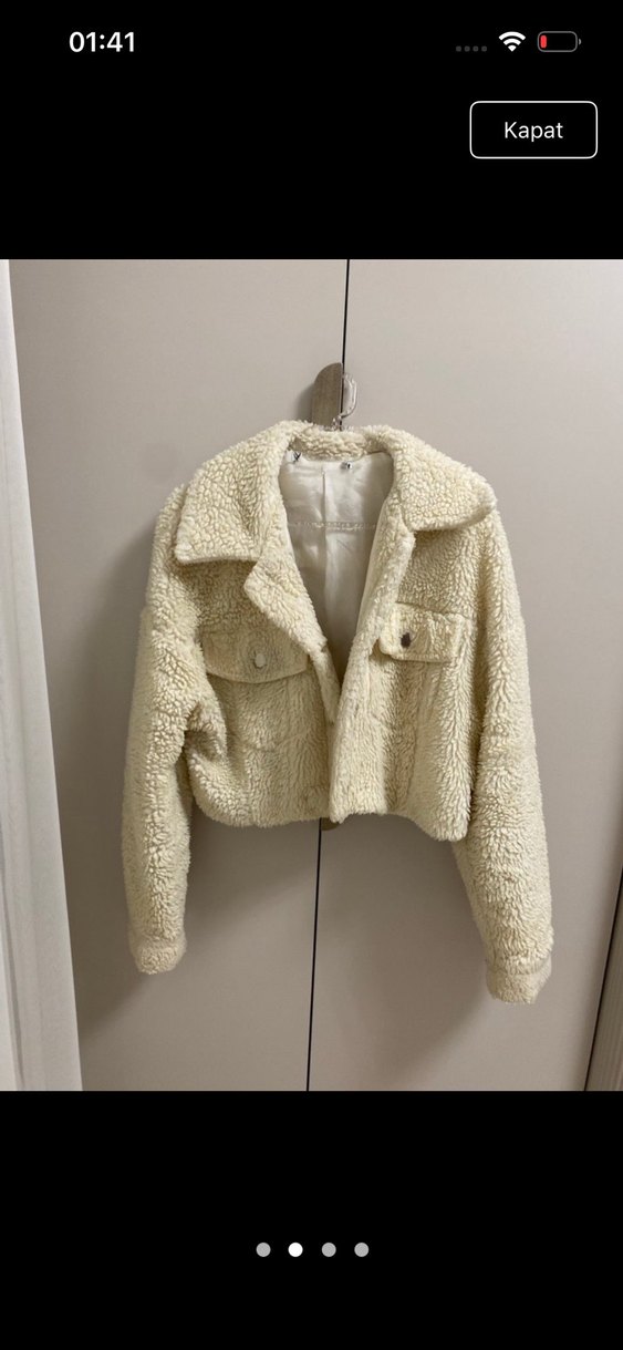 Beyaz Peluş Kadın Ceket - Görsel 2