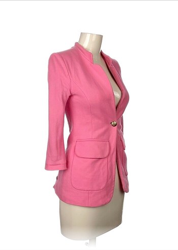 Düğmeli Pembe Kadın Blazer Ceket - Görsel 2