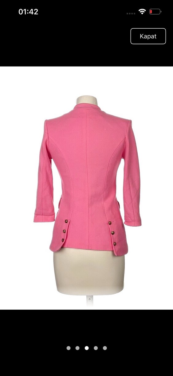 Düğmeli Pembe Kadın Blazer Ceket - Görsel 3